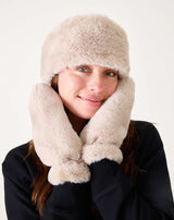 Chamonix Faux Fur Mittens in Oatmeal