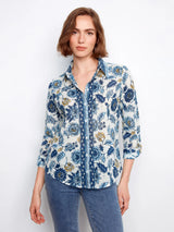 Charlie B Printed Cotten Voile Button Up Blouse