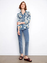 Charlie B Printed Cotten Voile Button Up Blouse