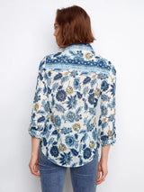 Charlie B Printed Cotten Voile Button Up Blouse