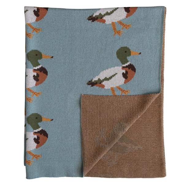 Cotton Knit Baby Blanket with Ducks