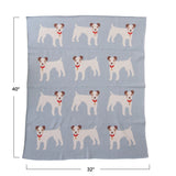 Cotton Knit Baby Blanket with Dogs