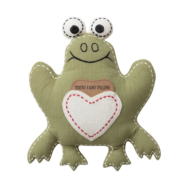 Cotton Double Cloth Frog Tooth Fairy Pillow with Hand-Embroidery