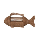 Rattan and Metal Fish Shaped Container with Handle