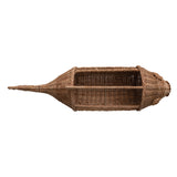 Rattan and Metal Fish Shaped Container with Handle