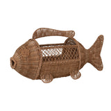 Rattan and Metal Fish Shaped Container with Handle