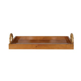 Burl Wood Veneer Tray with Bamboo Handles