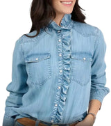 Ivy Jane Denim Ruffled Snap Shirt