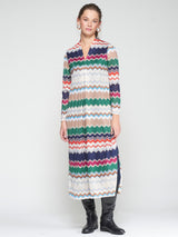Vilagallo Green Herringbone Lurex Jacquard Dress