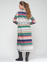 Vilagallo Green Herringbone Lurex Jacquard Dress