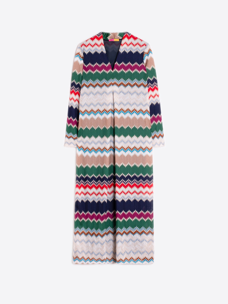 Vilagallo Green Herringbone Lurex Jacquard Dress