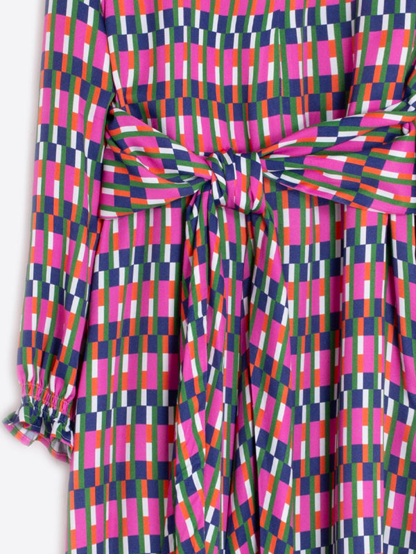 Vilagallo Multicolored Geometric Patterned Long Dress