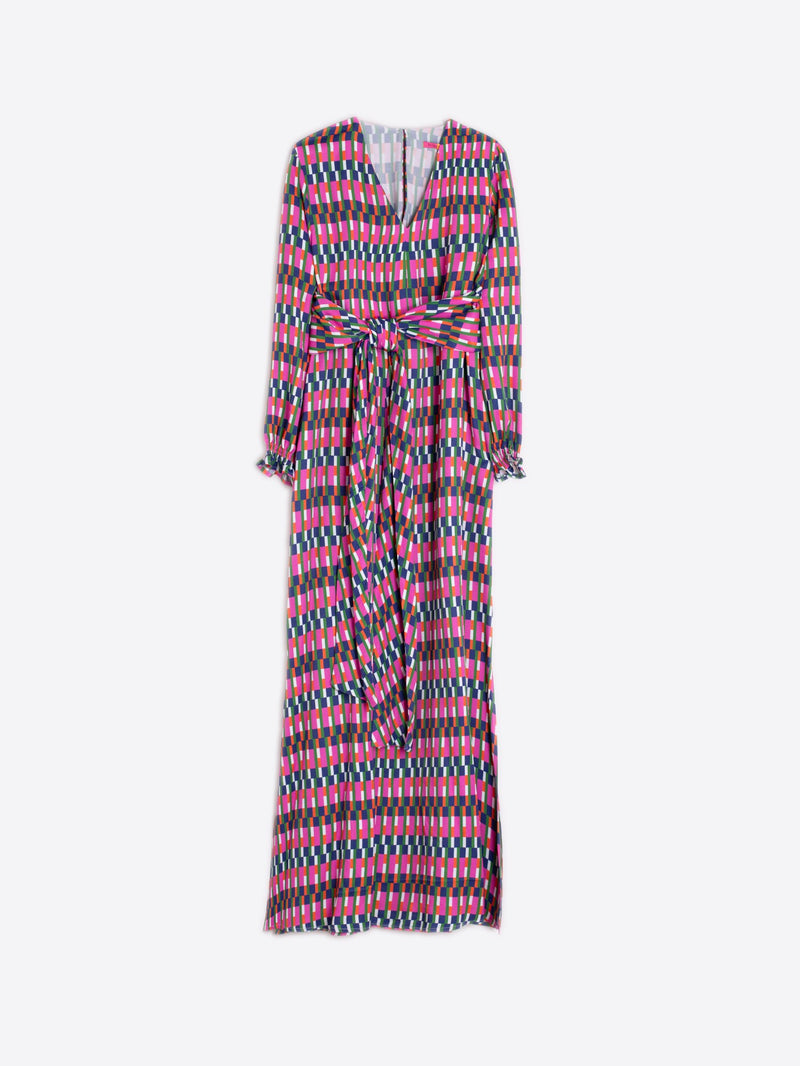 Vilagallo Multicolored Geometric Patterned Long Dress