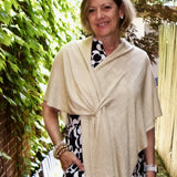 Kaylie Keyhole Knit Lightweight Wrap in Metallic Gold