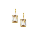 Emerald Cut Natural Quartz Earrings in Gold - Dina Mackney