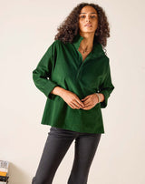 MERSEA Emerson Pop Up Collar Top in Pine Baby Cord
