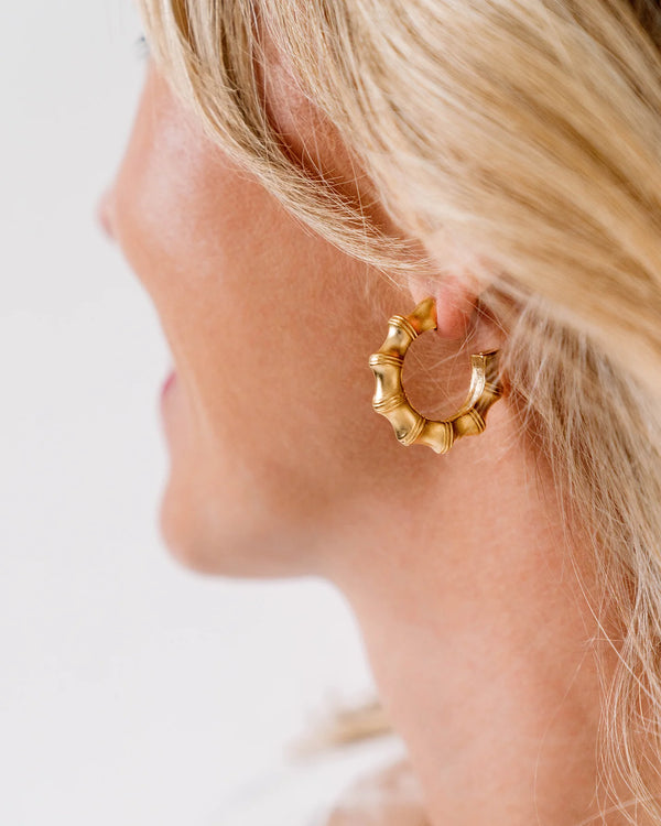 Susan Shaw Gold Small Bamboo Hoop Earring