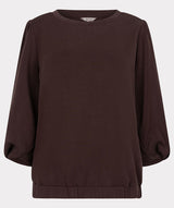 Sweater Twisted Sleeve Top in Brown