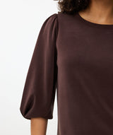 Sweater Twisted Sleeve Top in Brown