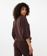 Sweater Twisted Sleeve Top in Brown