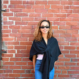 Katie Knit Keyhole Shawl Wrap in Black