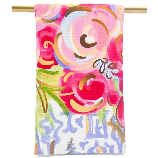 Botanical Chinoiserie Blooms Tea Towel