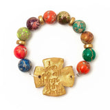 Multicolored Sea Jasper with Rachel Cross Bracelet