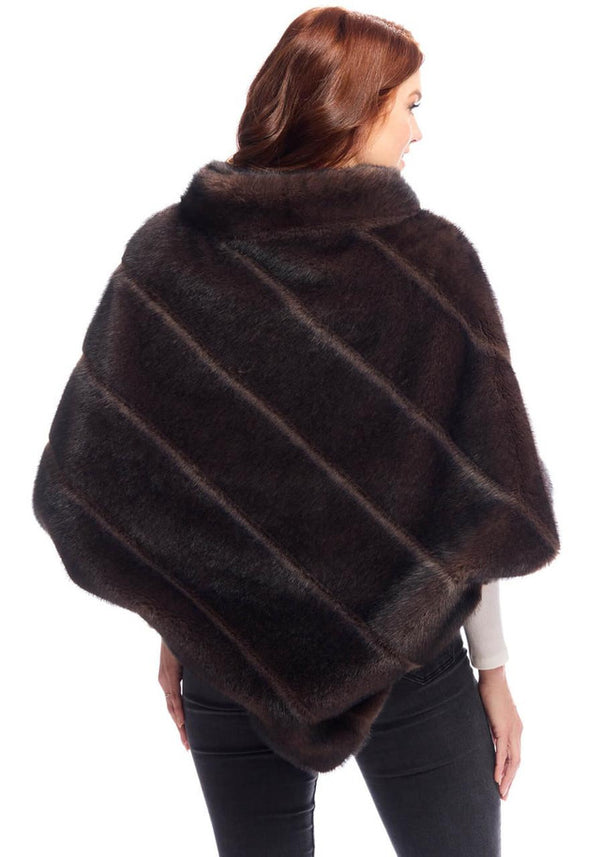 Whiskey Faux Fur Zip Poncho