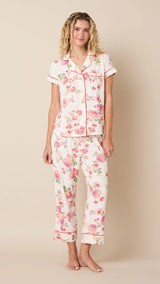Cat's Pajamas Pima Knit Capri in Wing & Bloom