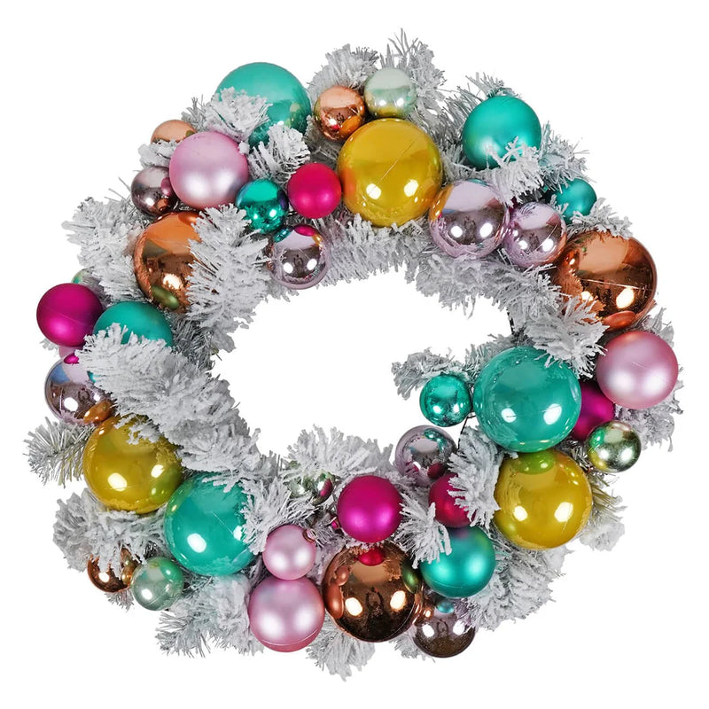 Cody Foster Small Flocked Wreath in Silver