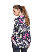 Vilagallo Navy with Pink Ikat Blouse