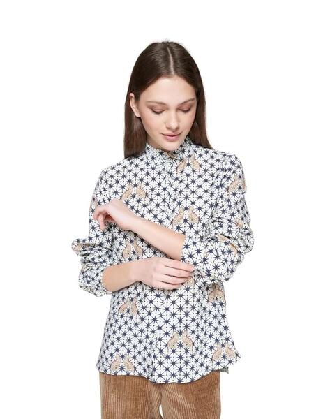 Vilagallo Navy Star with Leopard Print Blouse