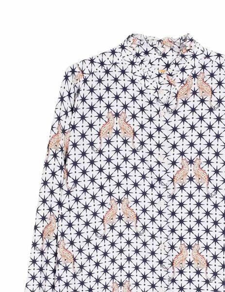 Vilagallo Navy Star with Leopard Print Blouse