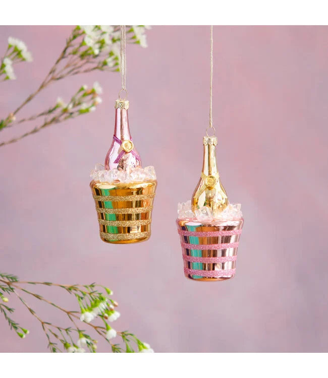 Glitterville Champagne Bucket Ornament (Two Color Options)