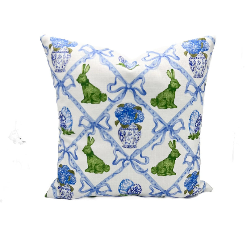 Blue Easter Garden Pillow