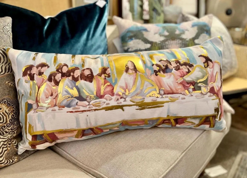 "The Last Supper" Pillow with Gold Foil Accents