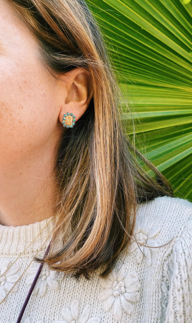 Goldbug Turquoise Crest Earrings