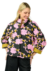 Charcoal Puff Floral Jacket