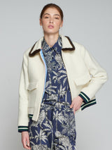 Vilagallo Lana White Wool Bomber Jacket