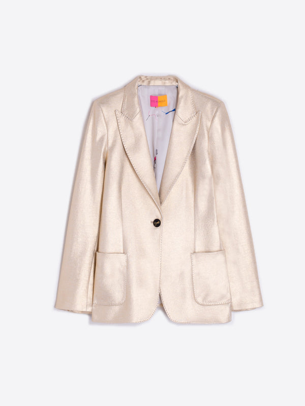 Vilagallo Gold Stretch Metallic Blazer