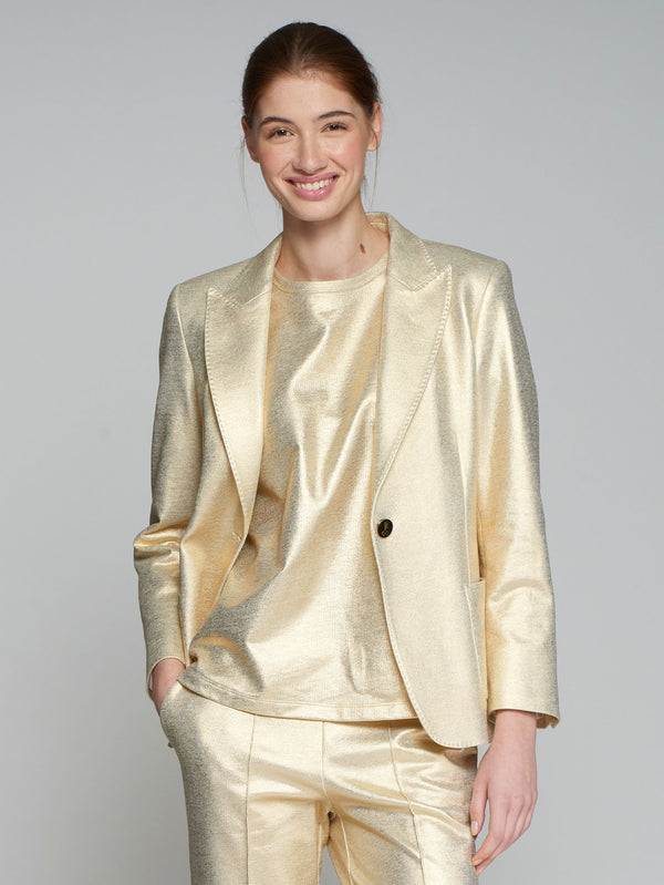 Vilagallo Gold Stretch Metallic Blazer