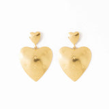 Dangle Heart Earrings Brass