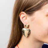 Dangle Heart Earrings Brass