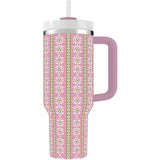 Laura Park Rosemary Stripe Pink 40oz Travel Tumbler