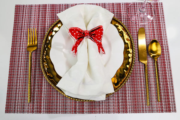 Lauren Dunn Red Polka Dot Bow Acrylic Napkin Rings - Set of 4
