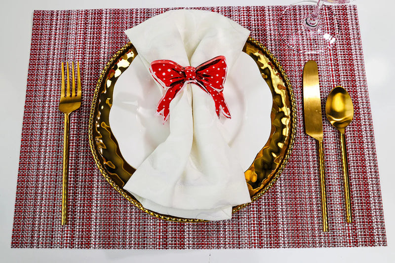 Lauren Dunn Red Polka Dot Bow Acrylic Napkin Rings - Set of 4