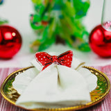 Lauren Dunn Red Polka Dot Bow Acrylic Napkin Rings - Set of 4