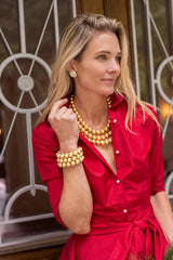 Lisi Lerch Diana Gold Triple Strand Beaded Necklace