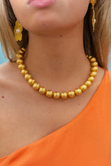 Lisi Lerch Diana Single Strand Beaded Large Necklace - 14mm - Brushed Gold