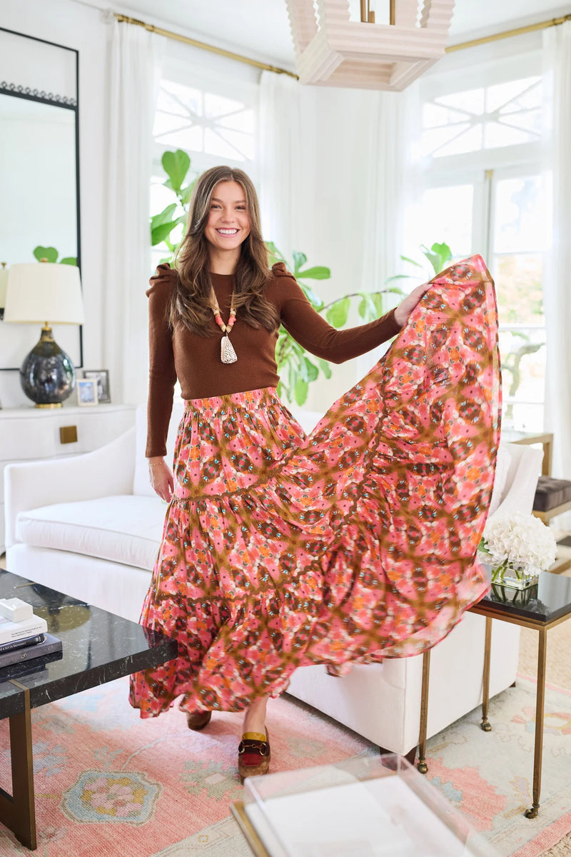 Brooks Avenue Jess Tiered Maxi Skirt - Farmhouse Pink